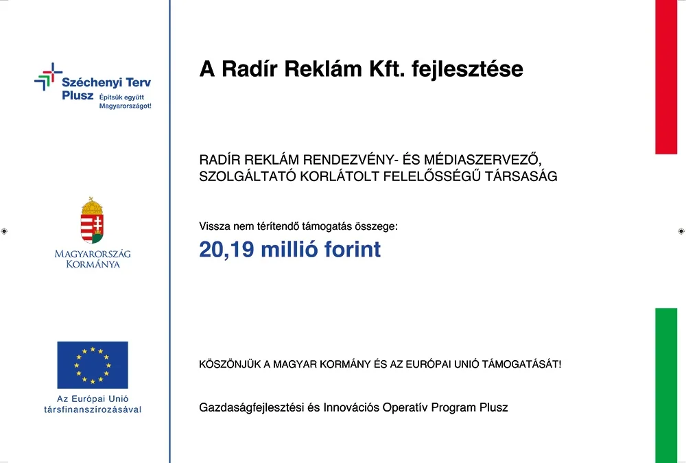 Újabb sikeres pályázat, fejlesztés a Radírban!